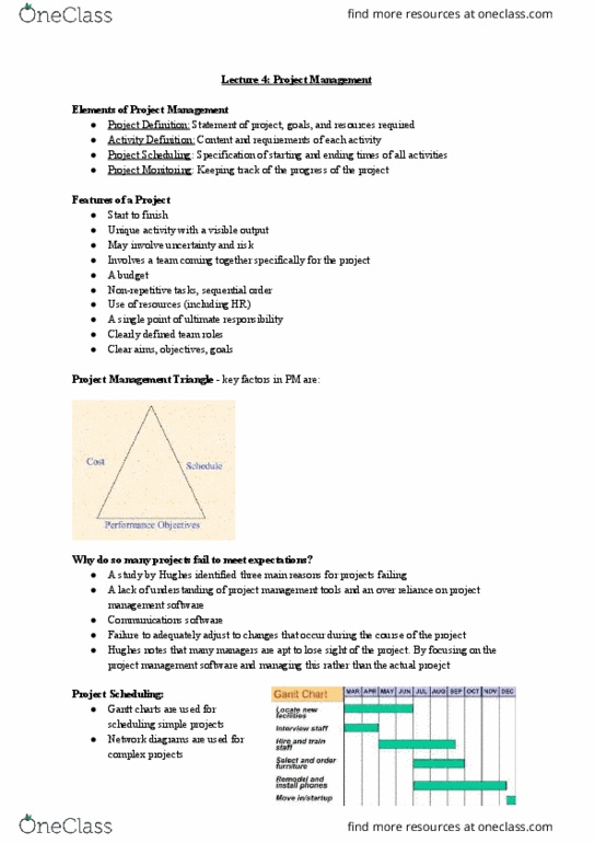 MGCR 472 Lecture Notes - Lecture 4: Exptime, Project Management Triangle, Project Management Software thumbnail