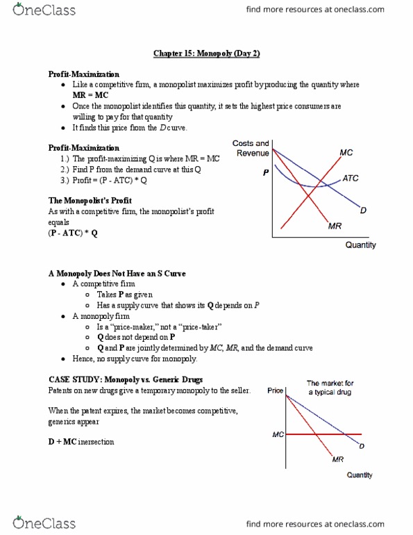 ECON 2304 Lecture Notes - Lecture 22: Deadweight Loss, Price Discrimination, Demand Curve thumbnail