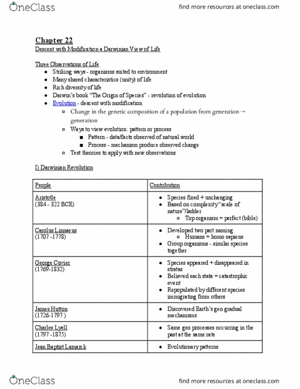 BIO 123 Chapter Notes - Chapter 22: Genetic Code, Continental Drift, Biogeography thumbnail