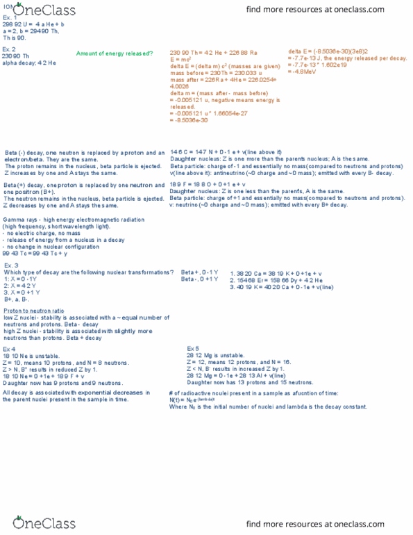 PHYS 1300 Lecture Notes - Lecture 29: Exponential Decay, Beta Decay, Beta Particle thumbnail