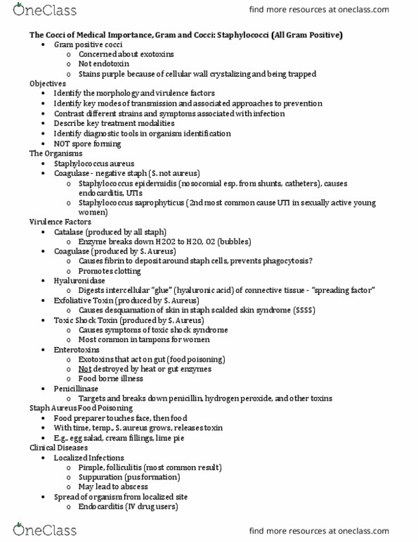 NURS 3110 Lecture Notes - Lecture 5: Salpingitis, Aureus, Sepsis thumbnail