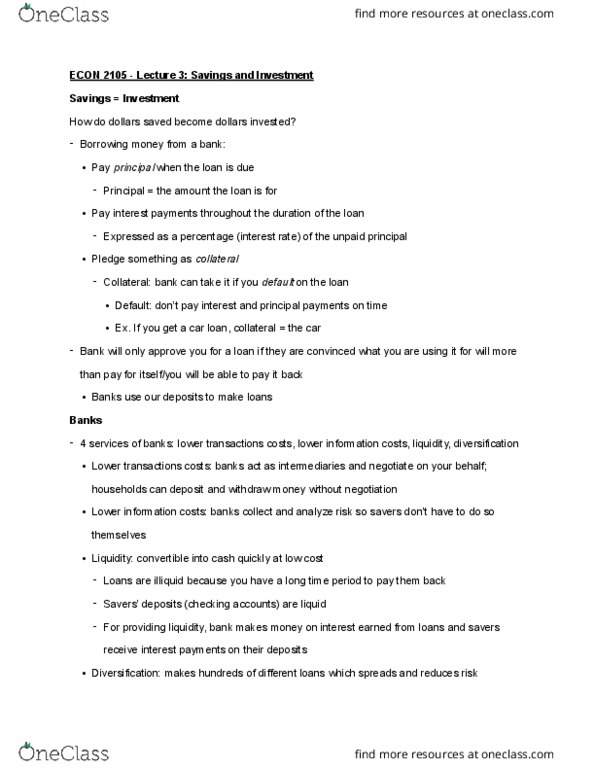 ECON 2105 Lecture Notes - Lecture 4: Interest Rate Risk, Weighted Arithmetic Mean, Insider Trading thumbnail