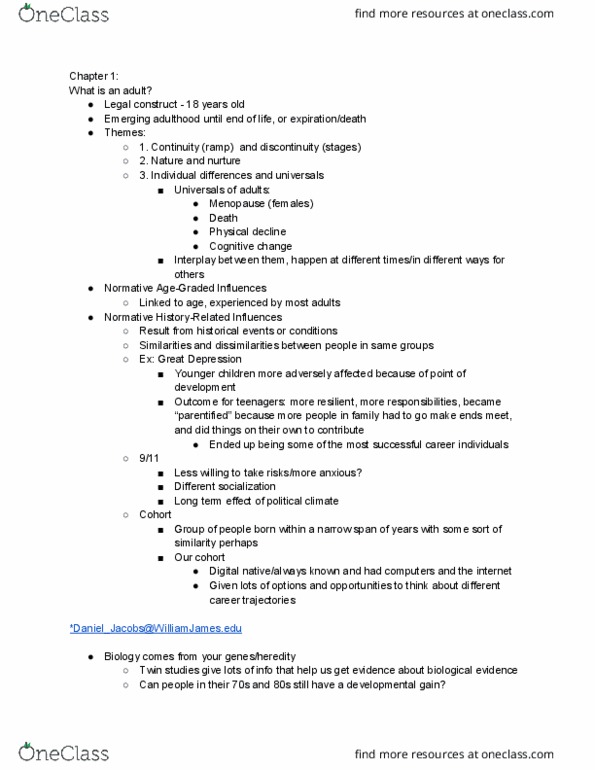 APSY2242 Lecture Notes - Lecture 2: Emerging Adulthood And Early Adulthood, Twin Study, Human Capital thumbnail