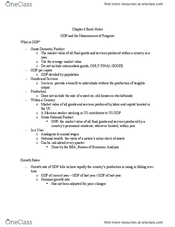 ECON-E 202 Chapter Notes - Chapter 6: Gdp Deflator, National Wealth thumbnail