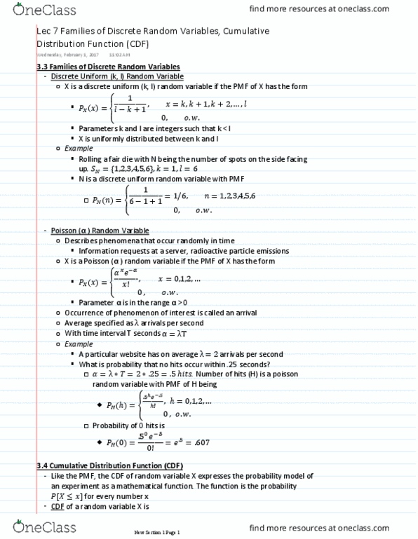 ELEG 3143 Lecture Notes - Lecture 7: Random Variable thumbnail