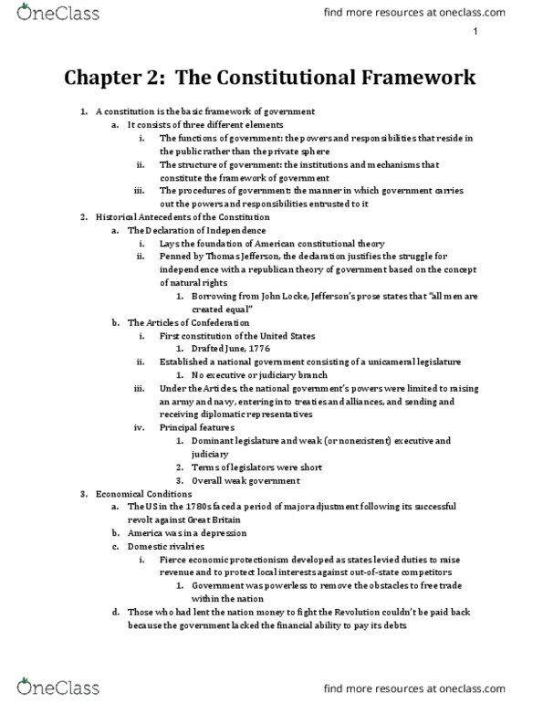 POLS 100 Chapter Notes - Chapter 2: The Federalist Papers, Annapolis, Maryland, Connecticut Compromise thumbnail