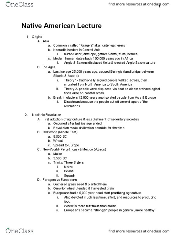 HIST 110 Lecture Notes - Lecture 3: Eastern Hemisphere, Mississippian Culture, Neolithic Revolution thumbnail