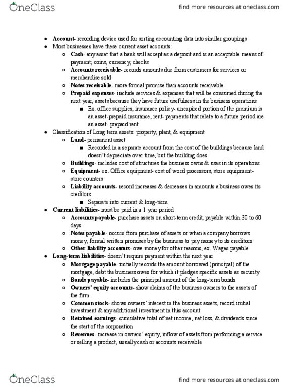 ACCT 2001 Lecture Notes - Lecture 3: Deferral, Accounts Payable, Current Liability thumbnail