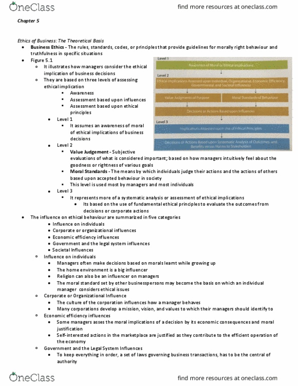 ADM 1301 Chapter Notes - Chapter 5: Businessperson, Economic Efficiency, Moral Authority thumbnail