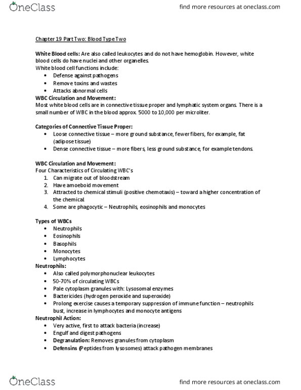 PLN 203 Lecture Notes - Lecture 3: Natural Killer Cell, Connective Tissue, Colony-Stimulating Factor thumbnail