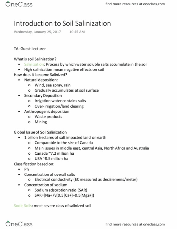 ENSC 315 Lecture Notes - Lecture 6: Sodium Adsorption Ratio, Cation-Exchange Capacity, Sea Spray thumbnail