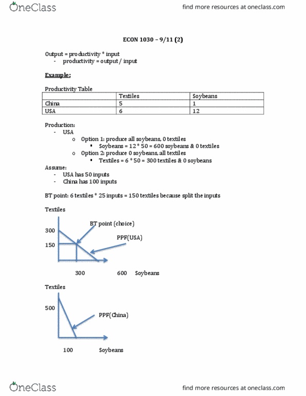 ECON 1030 Lecture Notes - Lecture 3: Comparative Advantage, Impact Factor, Purchasing Power Parity thumbnail