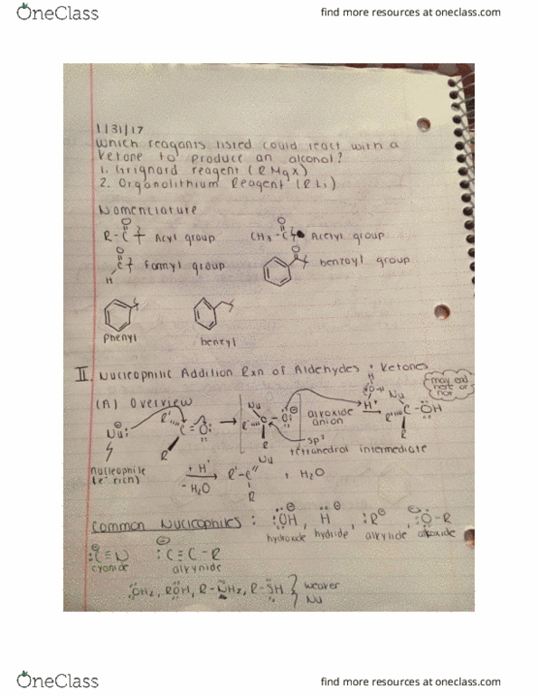 CH 232 Lecture Notes - Lecture 9: Alkoxide, Ketone, Electrophile thumbnail
