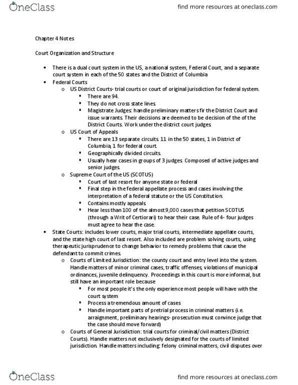 CRIM 211 Lecture Notes - Lecture 4: United States District Court, Therapeutic Jurisprudence, Juvenile Delinquency thumbnail