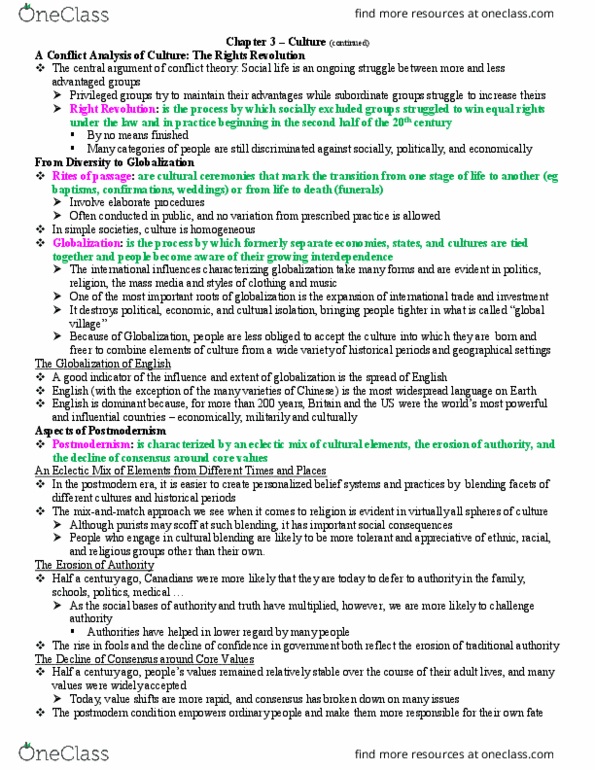 SOCA01H3 Chapter Notes - Chapter 3: The Postmodern Condition, Postmodern Culture, English Language In England thumbnail