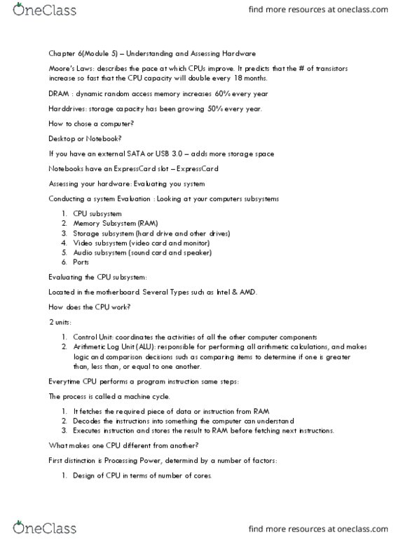 BTM 200 Lecture Notes - Lecture 6: Double Data Rate, Front-Side Bus, Static Random-Access Memory thumbnail