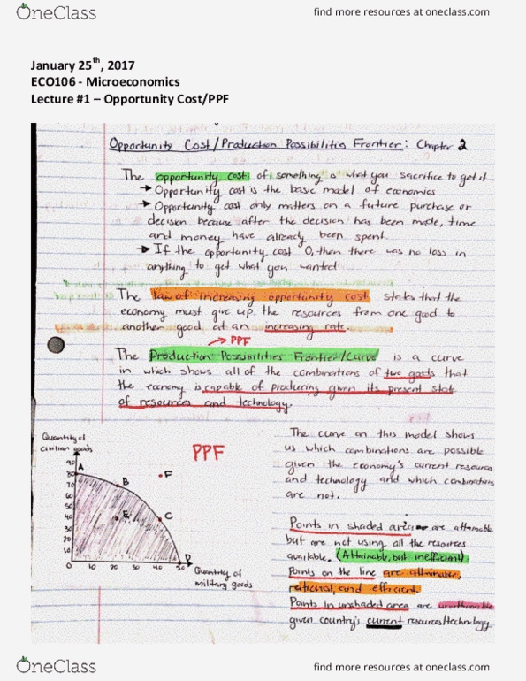 ECO 106 Lecture 1: 1/25 - Opportunity Cost/PPF thumbnail