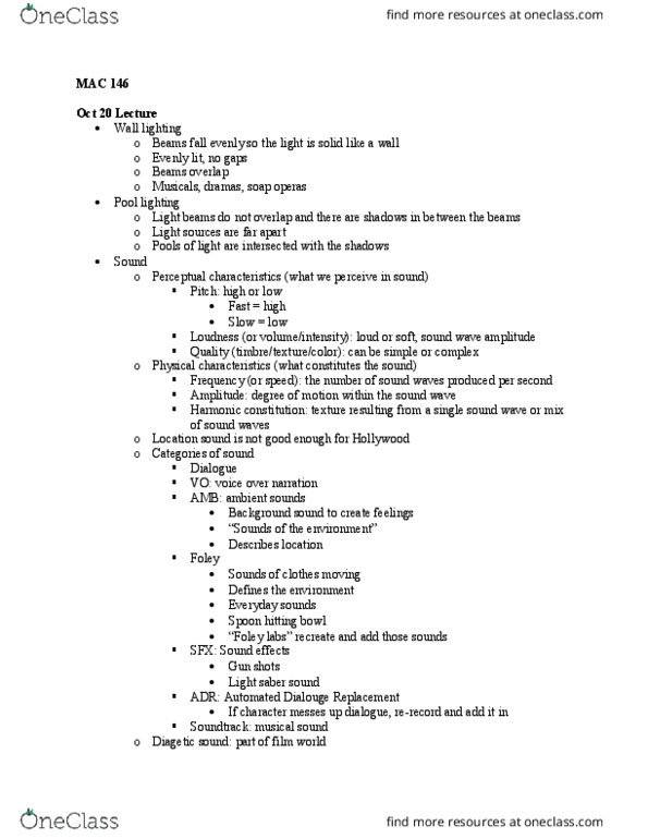 MAC 146 Lecture Notes - Lecture 11: Sound, Smash Cut thumbnail