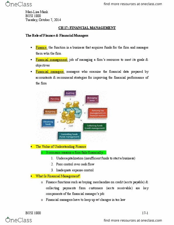 BUSI 1800 Chapter Notes - Chapter 17: Unsecured Debt, Asset, Promissory Note thumbnail