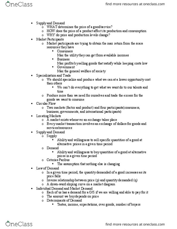 ECON 202 Lecture Notes - Lecture 2: Demand Curve, Inverse Relation, Opportunity Cost thumbnail