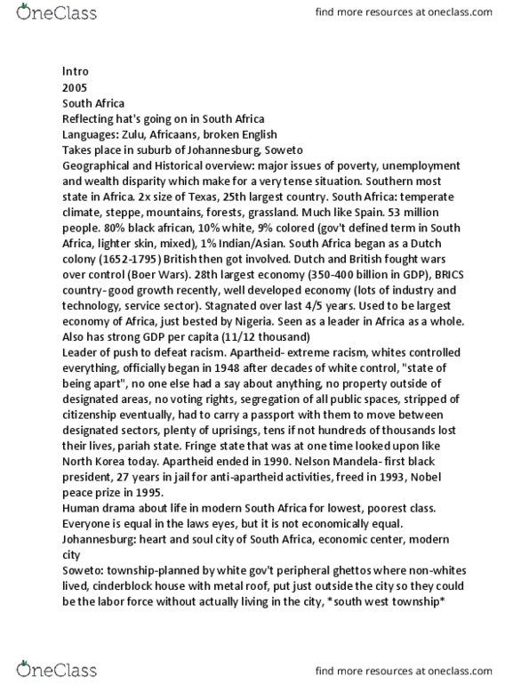 GEOG 1014 Lecture Notes - Lecture 1: Desmond Tutu, Nobel Peace Prize, Tsotsi thumbnail