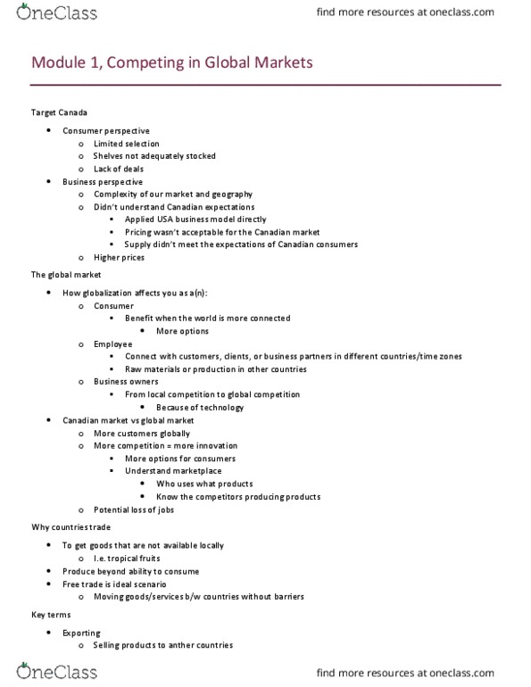 AFM131 Chapter Notes - Chapter 3: Canada Border Services Agency, Natural Resources Canada, Free Trade thumbnail