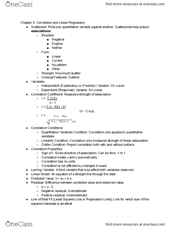 STA 309 Chapter Notes - Chapter 4: Scatter Plot, Homoscedasticity thumbnail