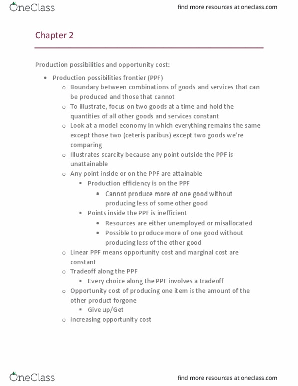 ECON101 Chapter Notes - Chapter 2: Ceteris Paribus, Marginal Utility, Marginal Cost thumbnail