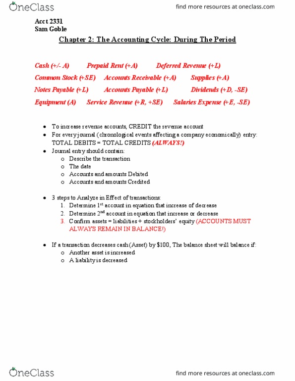 ACCT 2331 Lecture Notes - Lecture 3: Deferred Income, General Ledger, Trial Balance thumbnail