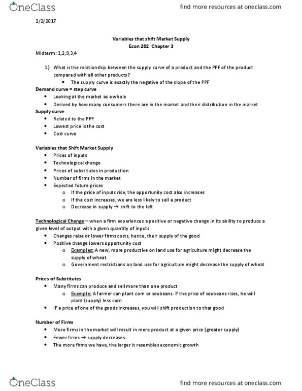 ECON 202 Lecture Notes - Lecture 6: Economic Equilibrium, Demand Curve, Cost Curve thumbnail