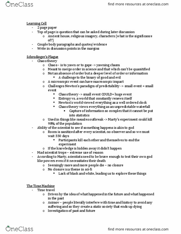 English 2071F/G Lecture Notes - Lecture 3: Chaos Theory, Progress Trap, Mad Scientist thumbnail