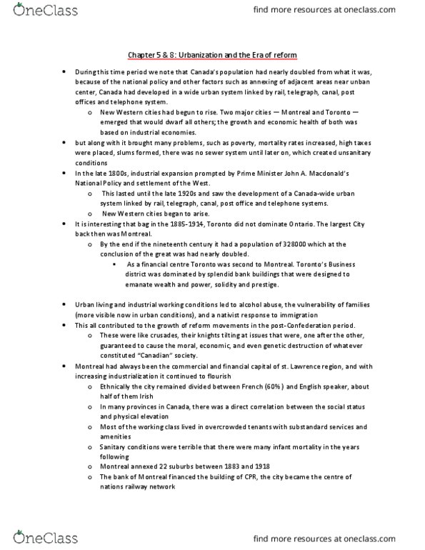 HIS263Y5 Chapter Notes - Chapter 5, 8: Alta Cappella, Financial Centre, Infant Mortality thumbnail