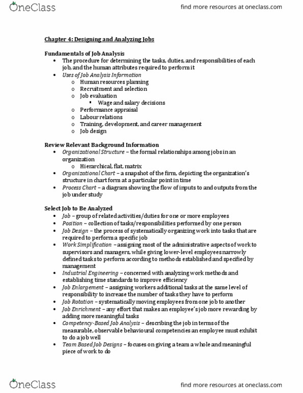 MGMT 2430 Chapter Notes - Chapter 4: Job Design, Performance Appraisal, Industrial Engineering thumbnail