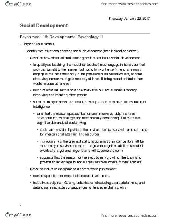 PSYC 100 Chapter Notes - Chapter 16: Mental Model, Parenting Styles, Attachment Theory thumbnail