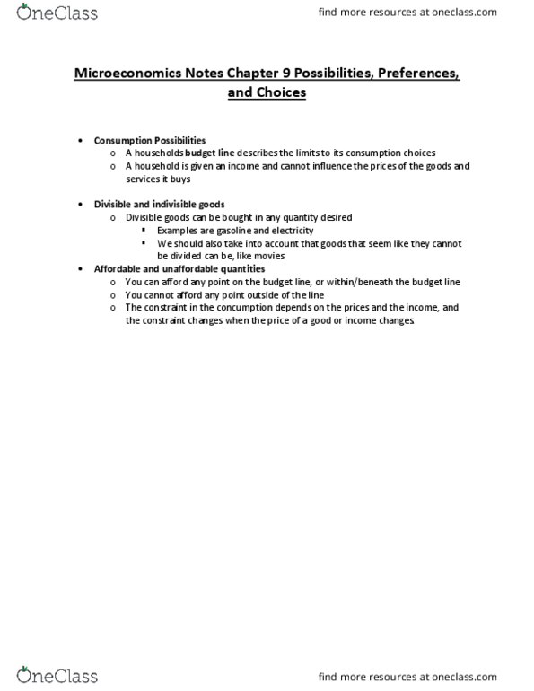 Economics 1021A/B Chapter Notes - Chapter 9: Indifference Curve, Real Income, Relative Price thumbnail