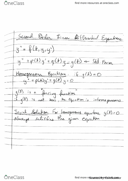 MATH 251 Lecture 10: Second Order Linear Differential Equations thumbnail