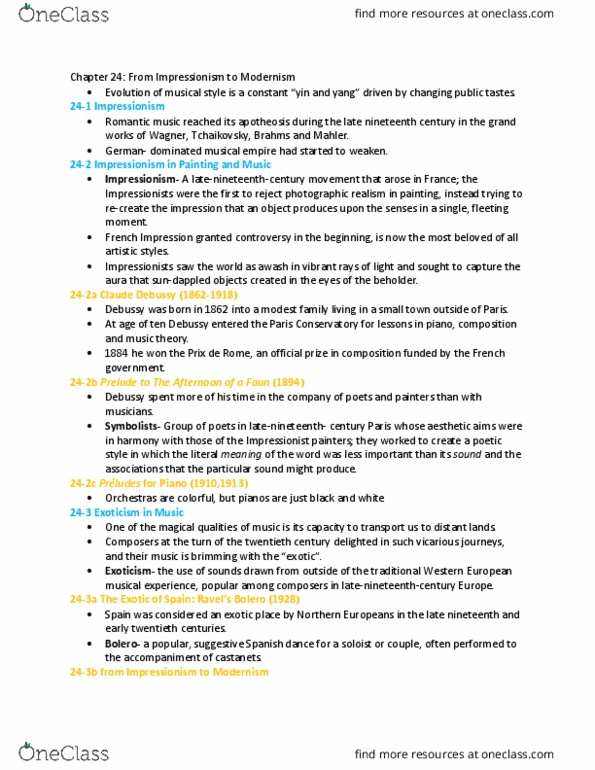 MUS 103 Lecture Notes - Lecture 6: Claude Debussy, Second Viennese School, The Rite Of Spring thumbnail