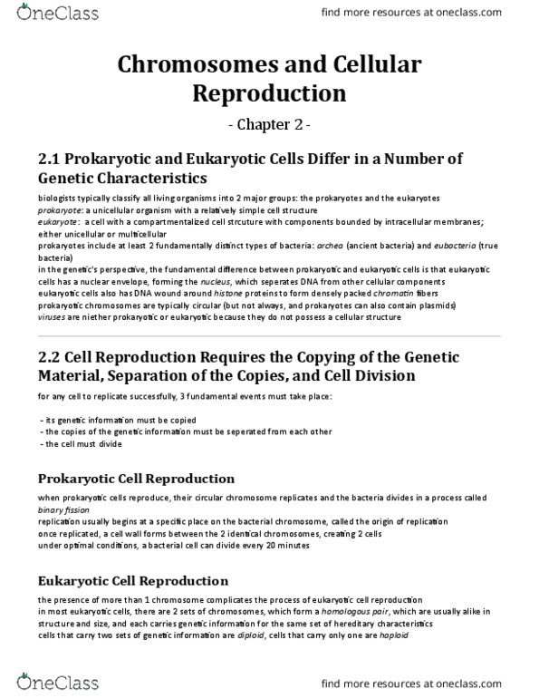 01:447:380 Chapter Notes - Chapter 2: Unicellular Organism, Nuclear Membrane, Telomere thumbnail