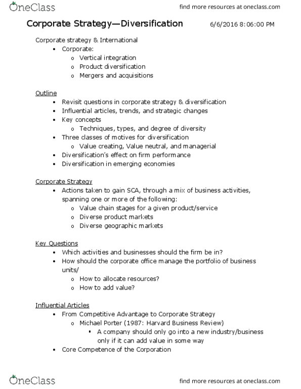 SGMA 591 Lecture Notes - Lecture 7: Harvard Business Review, Virgin Group, Strategic Management thumbnail