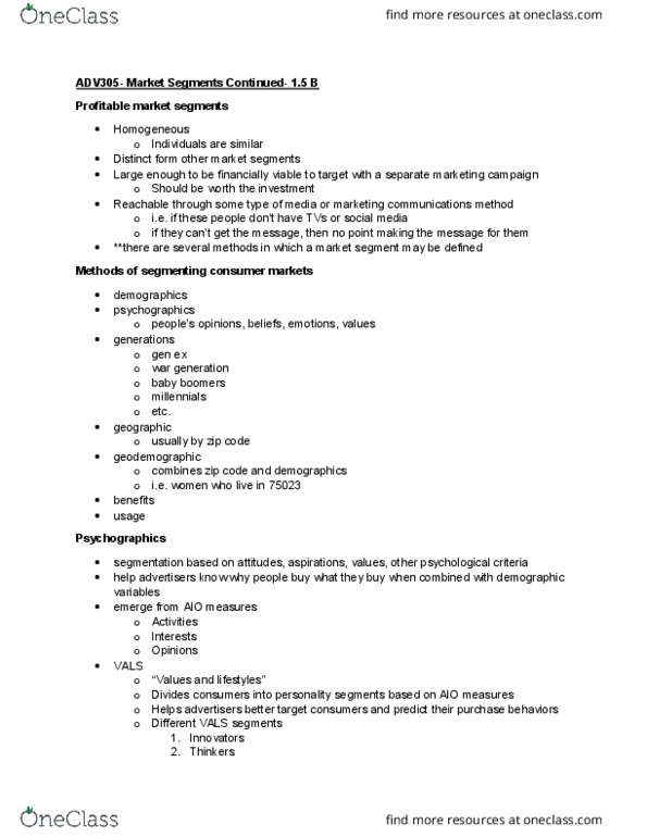 ADV 305 Lecture Notes - Lecture 10: Zip Code thumbnail