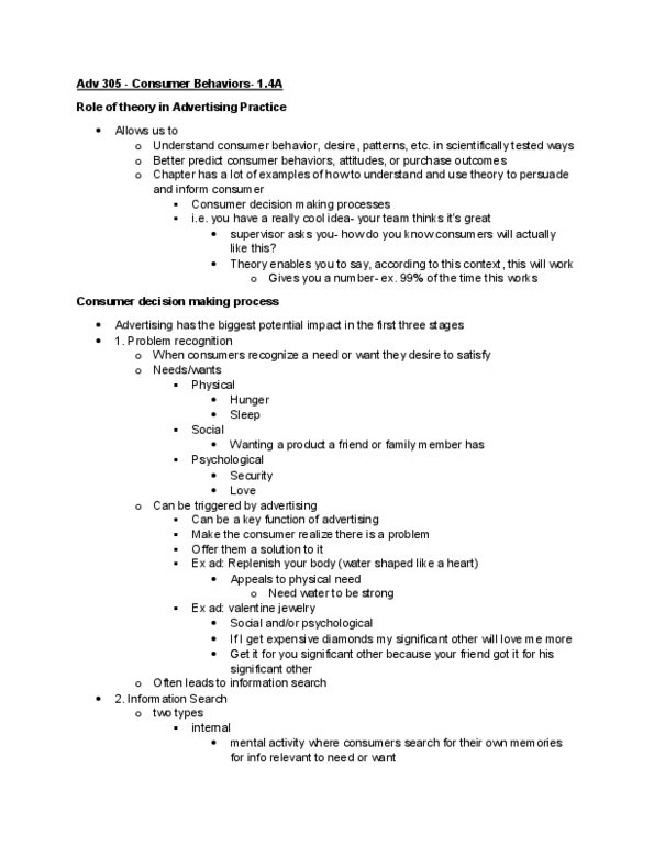 ADV 305 Lecture Notes - Lecture 7: Opportunity Cost thumbnail