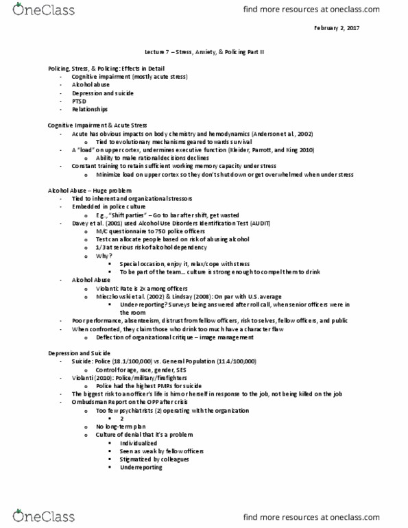 SOC 3750 Lecture Notes - Lecture 7: Alcohol Use Disorders Identification Test, Hemodynamics, Absenteeism thumbnail