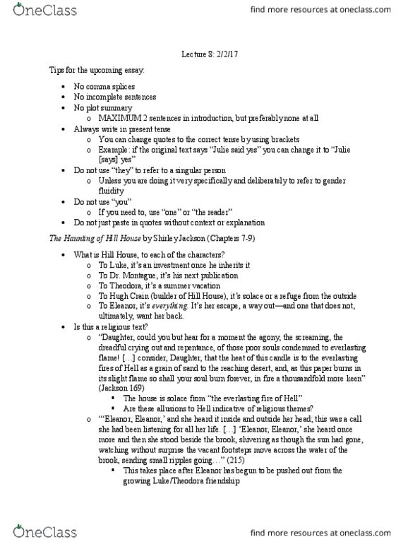 ENG 208 Lecture Notes - Lecture 8: Religious Text, Jean-Paul Sartre thumbnail
