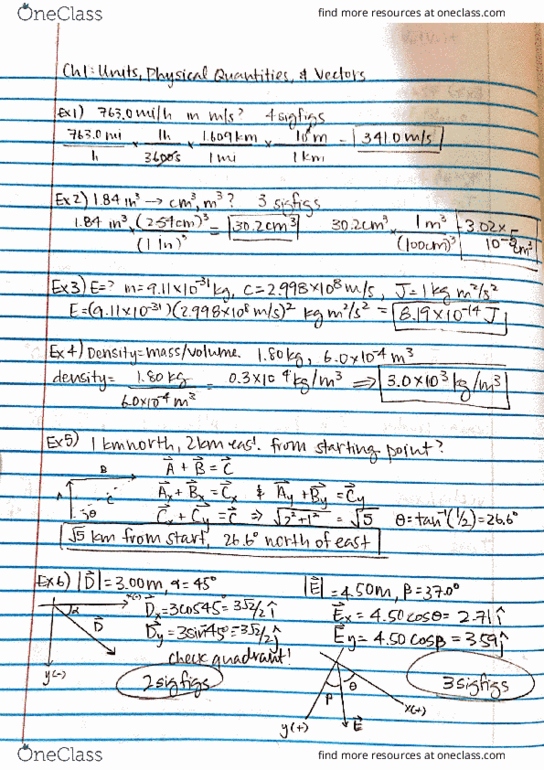 Textbook Notes for PHYSICS 1A at University of California - Los Angeles ...