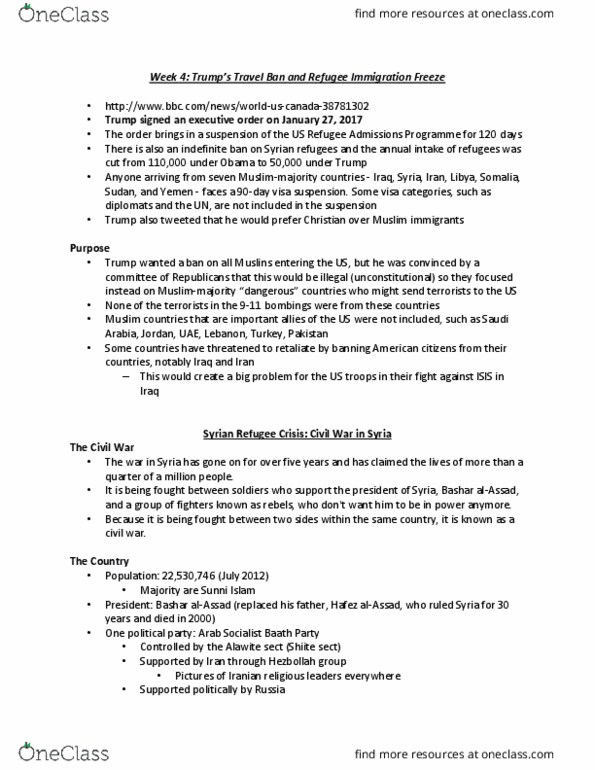 GMS 400 Lecture Notes - Lecture 4: Bashar Al-Assad, Convention Relating To The Status Of Refugees, Free Syrian Army thumbnail