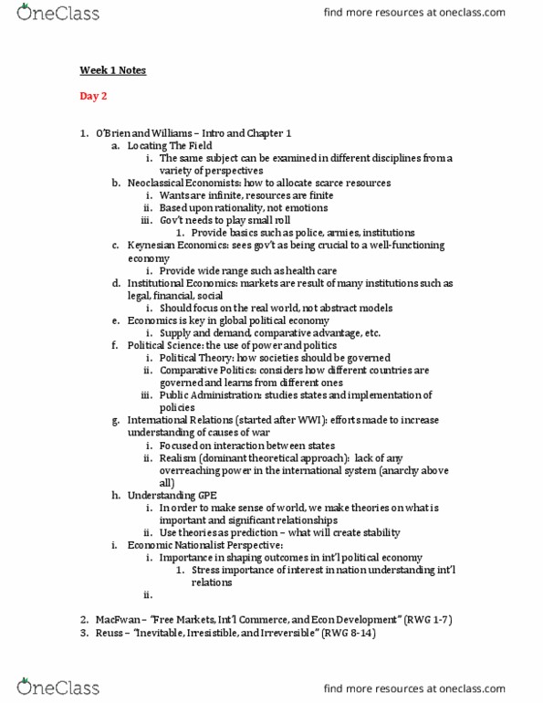 INTS 1500 Lecture Notes - Lecture 1: Comparative Advantage, Financialization thumbnail