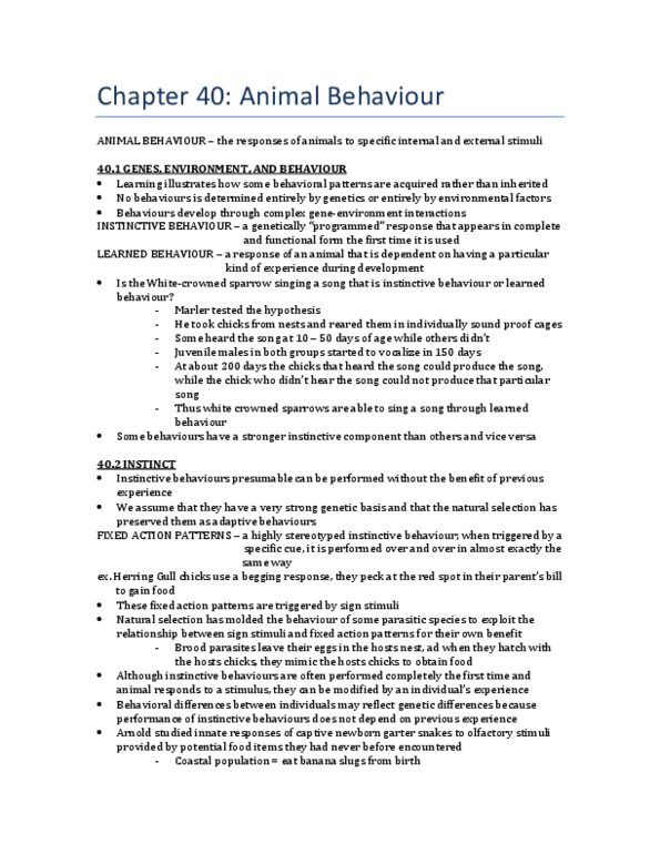 PSY100H1 Chapter Notes - Chapter 40: Zebra Finch, Herring Gull, Cichlid thumbnail