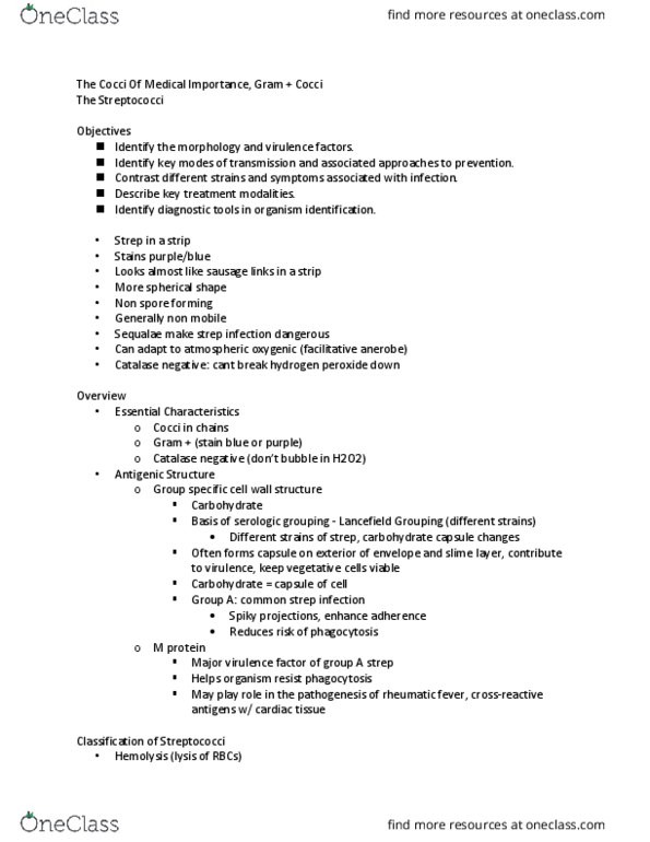 NURS 3110 Lecture Notes - Lecture 7: Streptococcal Pharyngitis, Necrotizing Fasciitis, Rheumatic Fever thumbnail