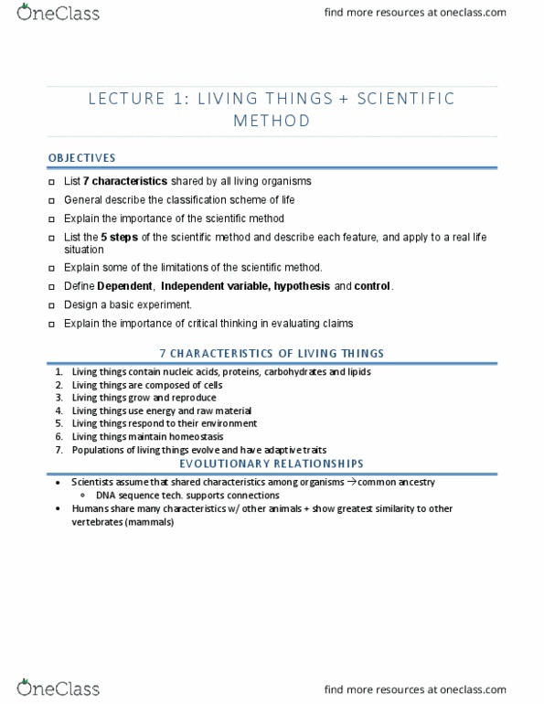 HSCI 100 Lecture Notes - Lecture 1: Null Hypothesis, Hominidae, Chordate thumbnail