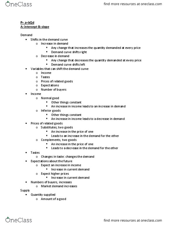 ECON 212 Lecture Notes - Lecture 4: Demand Curve, Normal Good, Economic Equilibrium thumbnail